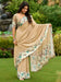 Golden Beige Block Print Georgette Digital Print Saree