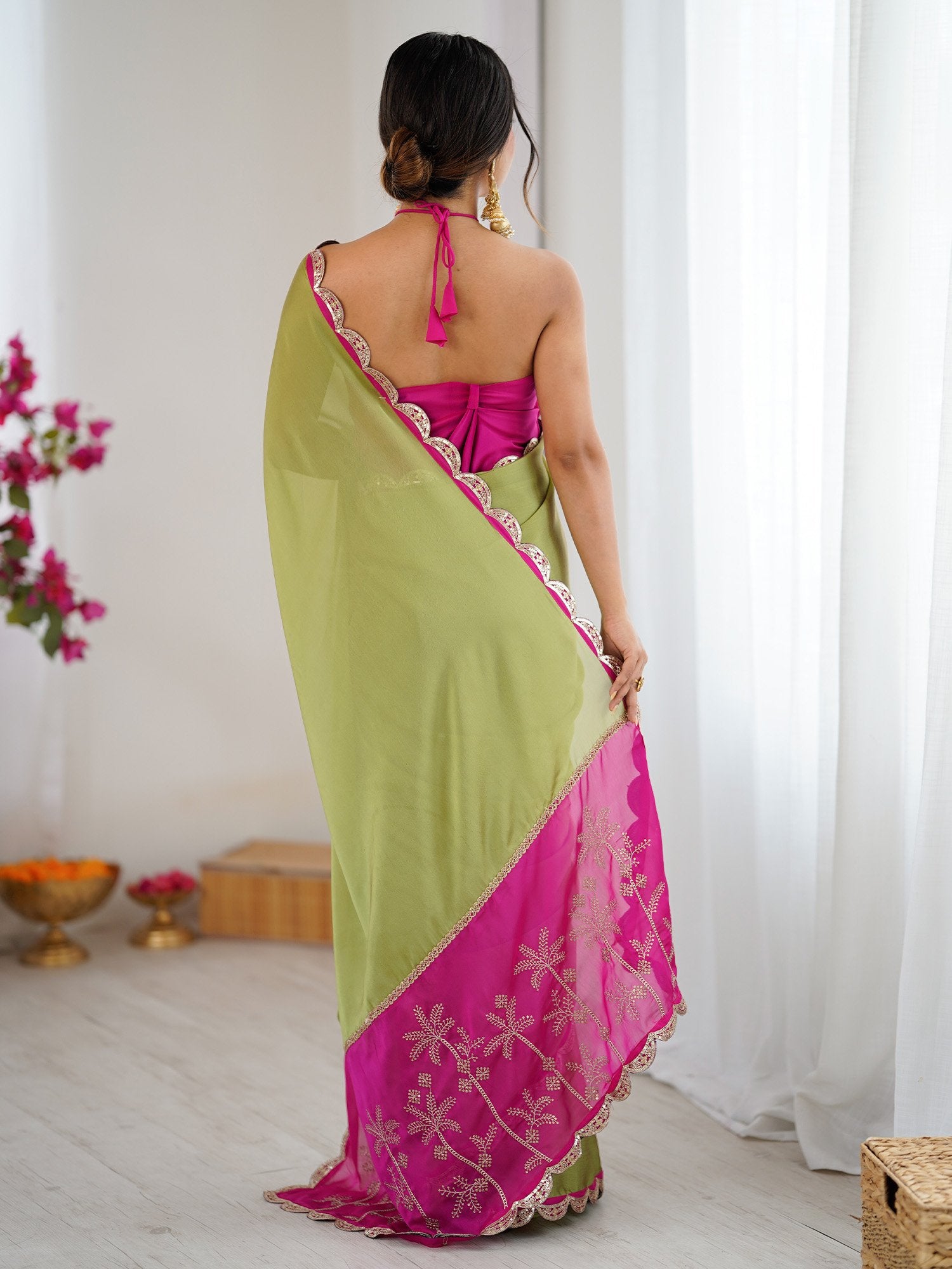 Light Party Wear Georgette Embellished Saree