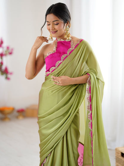 Light Party Wear Georgette Embellished Saree