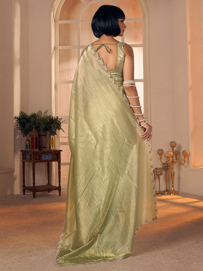 Light Party Wear Pure Silk Embellished Saree