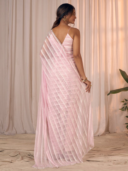 Pink Party Wear Georgette Embellished Saree