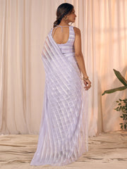 Lavendar Party Wear Georgette Embellished Saree - The Dori Store