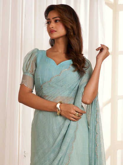 Light Party Wear Georgette Embellished Saree