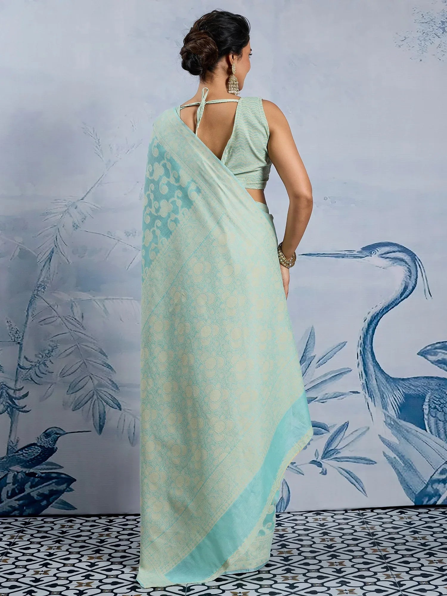 Light Banarasi Chanderi Cotton Woven Saree