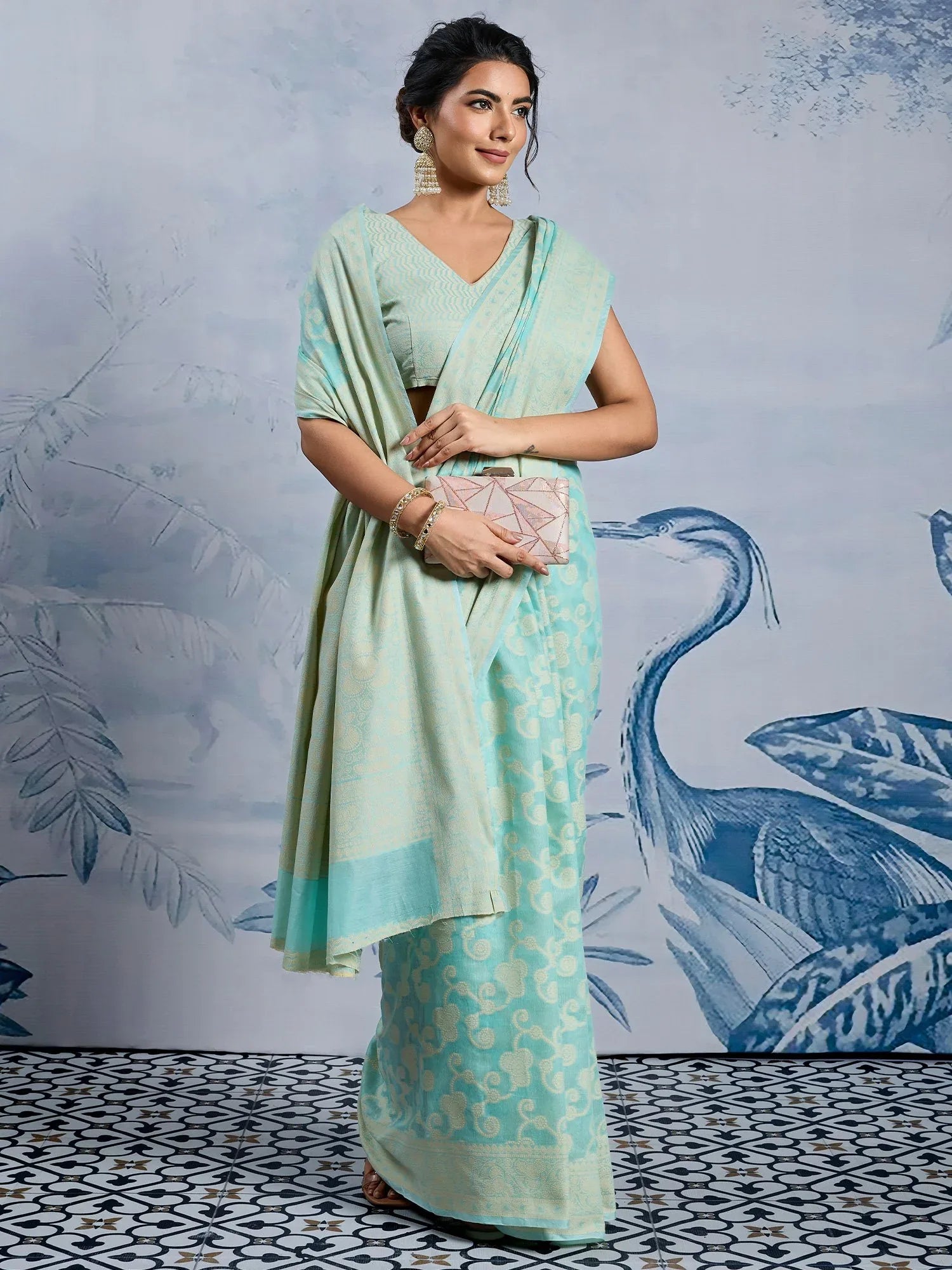 Light Banarasi Chanderi Cotton Woven Saree