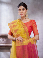 Yellow Paithani Linen Woven Saree