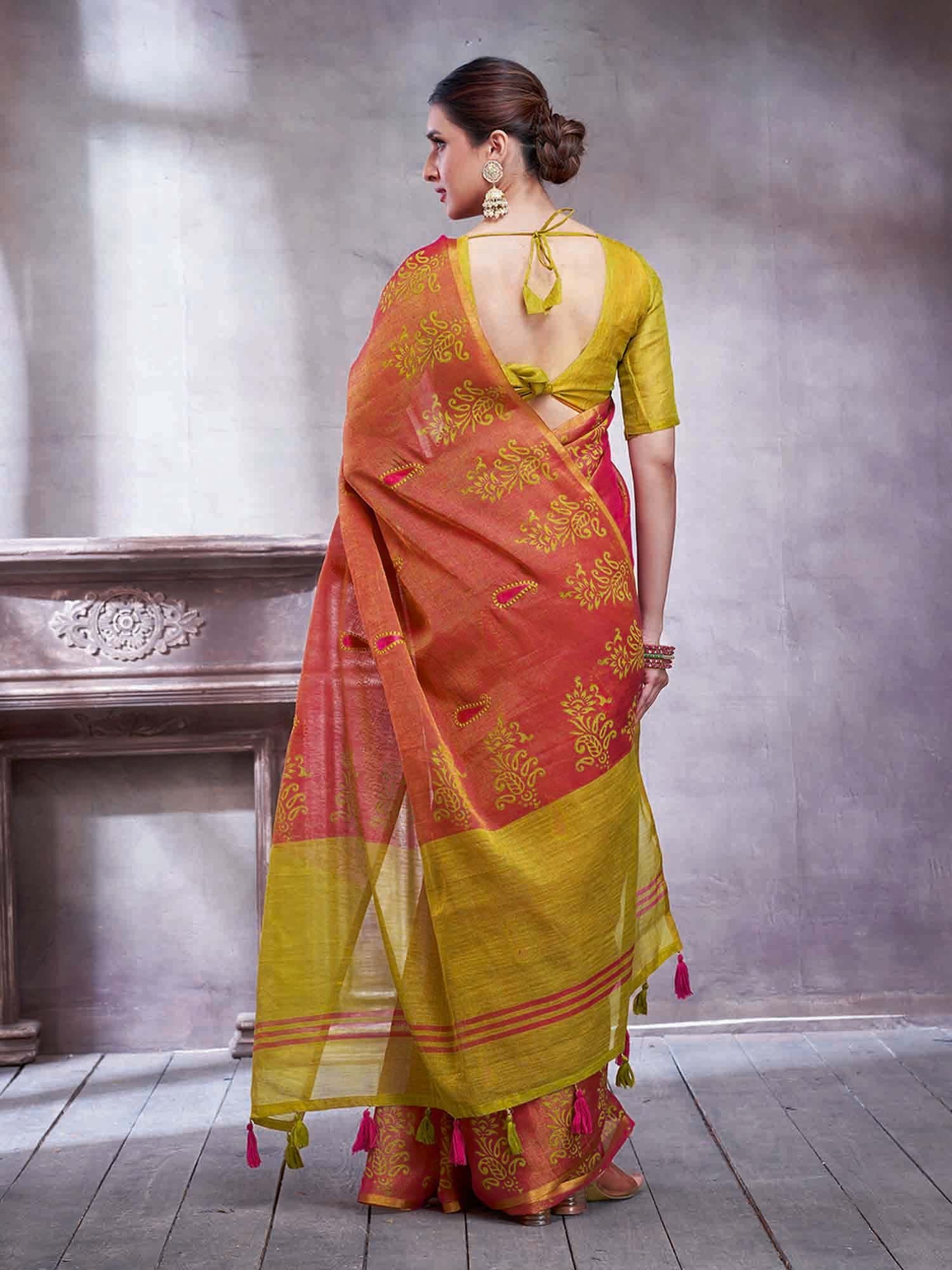 Pink Paithani Linen Woven Saree