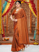 Brown Rust Party Wear Satin  Solid Saree