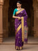 Purple Violet Banarasi Silk Blend Woven Saree