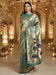 Blue Teal Banarasi Silk Blend Woven Saree