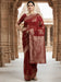 Brown Rust Banarasi Linen Woven Saree