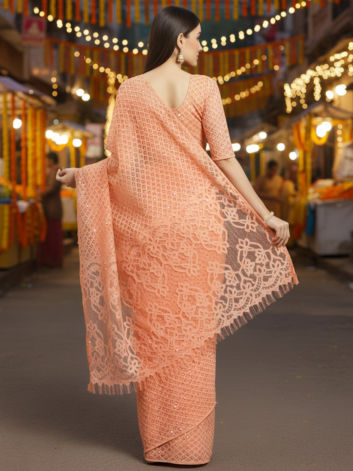 partywear designer saree for festive occasions