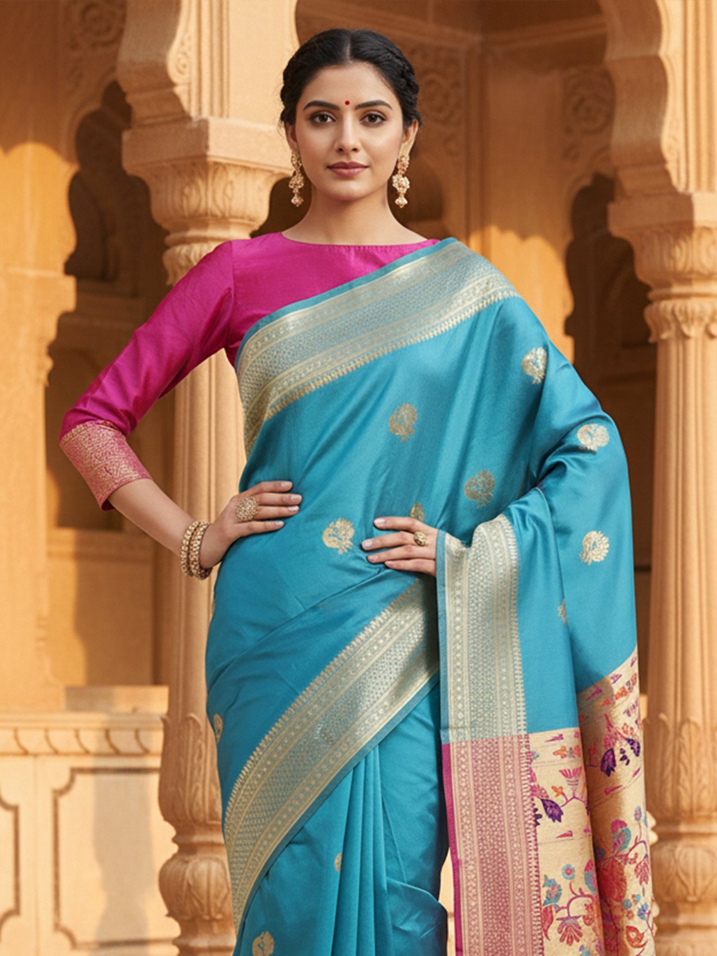 Light Banarasi Silk Blend Woven Saree