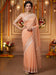 Pink Peach Banarasi Linen Blend Woven Saree