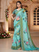 Blue Light Banarasi Linen Printed Saree