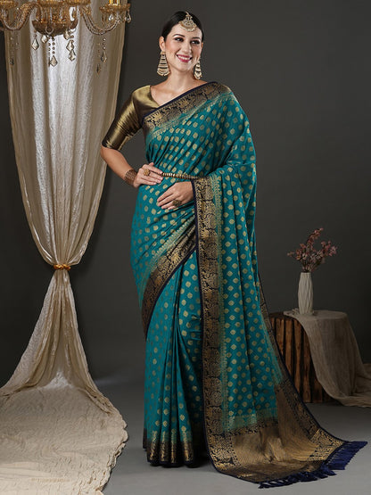 Blue Kanjeevaram Georgette Woven Saree