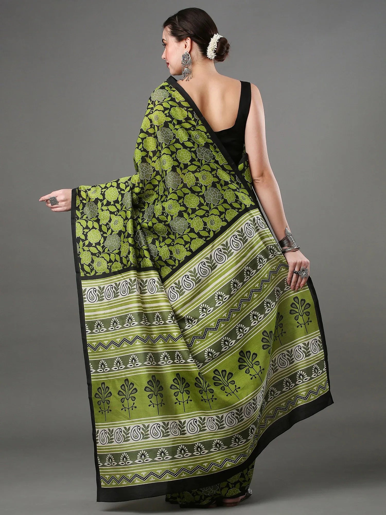 Light Green Bhagalpuri Silk Saree - The Dori Store