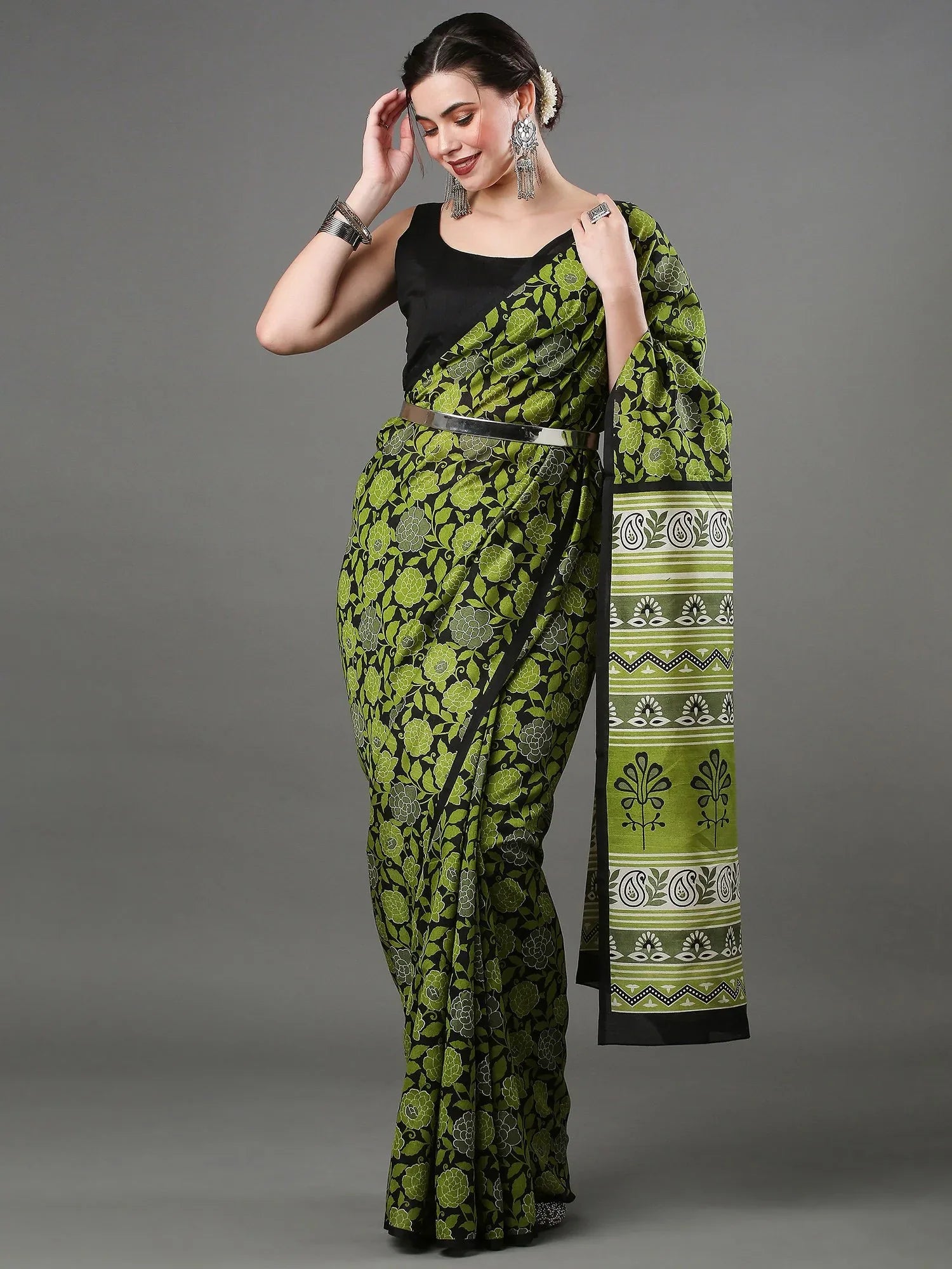 Light Green Bhagalpuri Silk Saree - The Dori Store