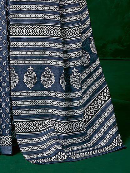 Grey Bagh Bhagalpuri Silk Printed Saree