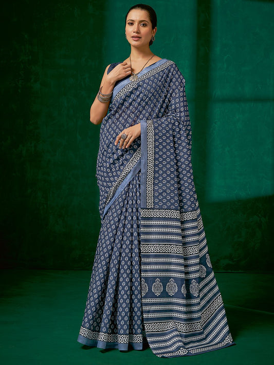 Grey Grey Bagh Bhagalpuri Silk Printed Saree