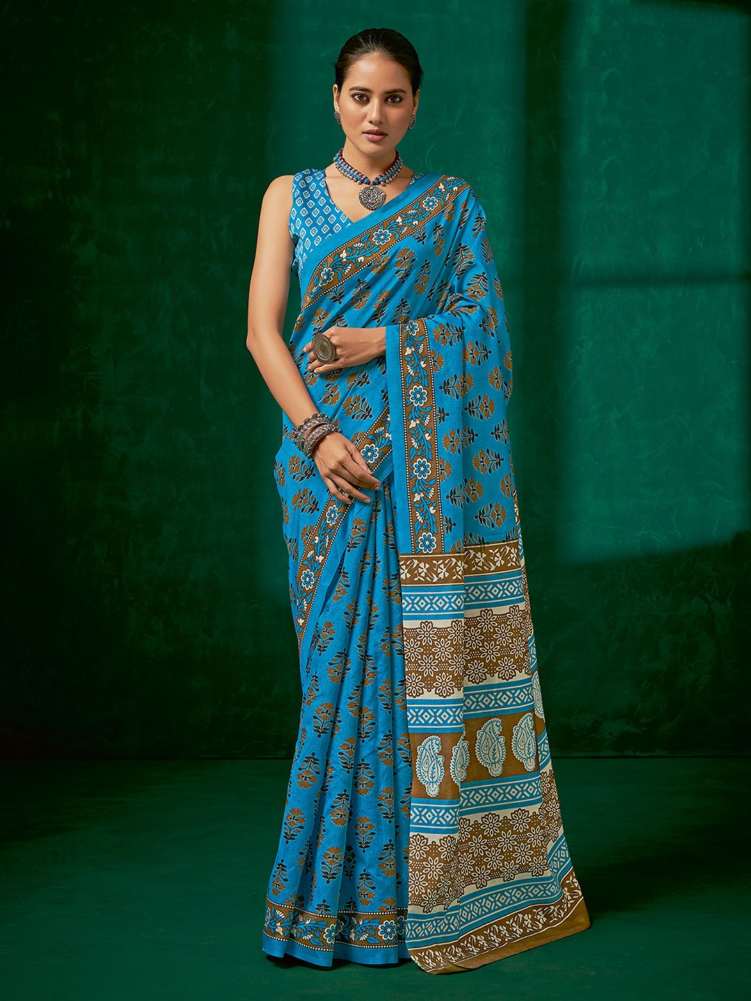 Blue Blue Bagh Bhagalpuri Silk Printed Saree