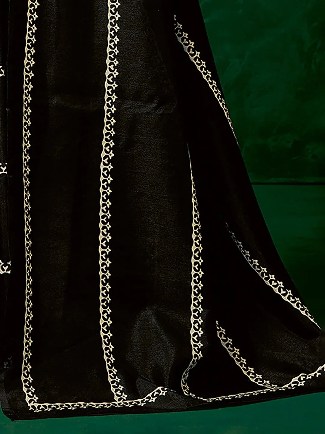 Black Block Print Bhagalpuri Silk Printed Saree - The Dori Store