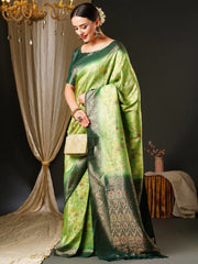 Light Green Kanjeevaram Silk Saree - The Dori Store
