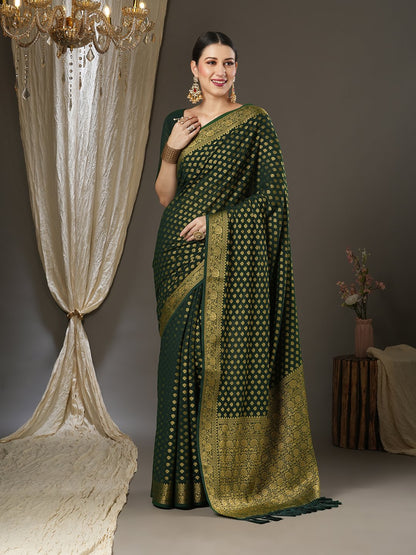 Green Green Kanjeevaram Georgette Woven Saree