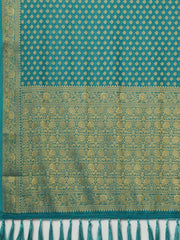 Teal Blue Kanjeevaram Georgette Woven Saree