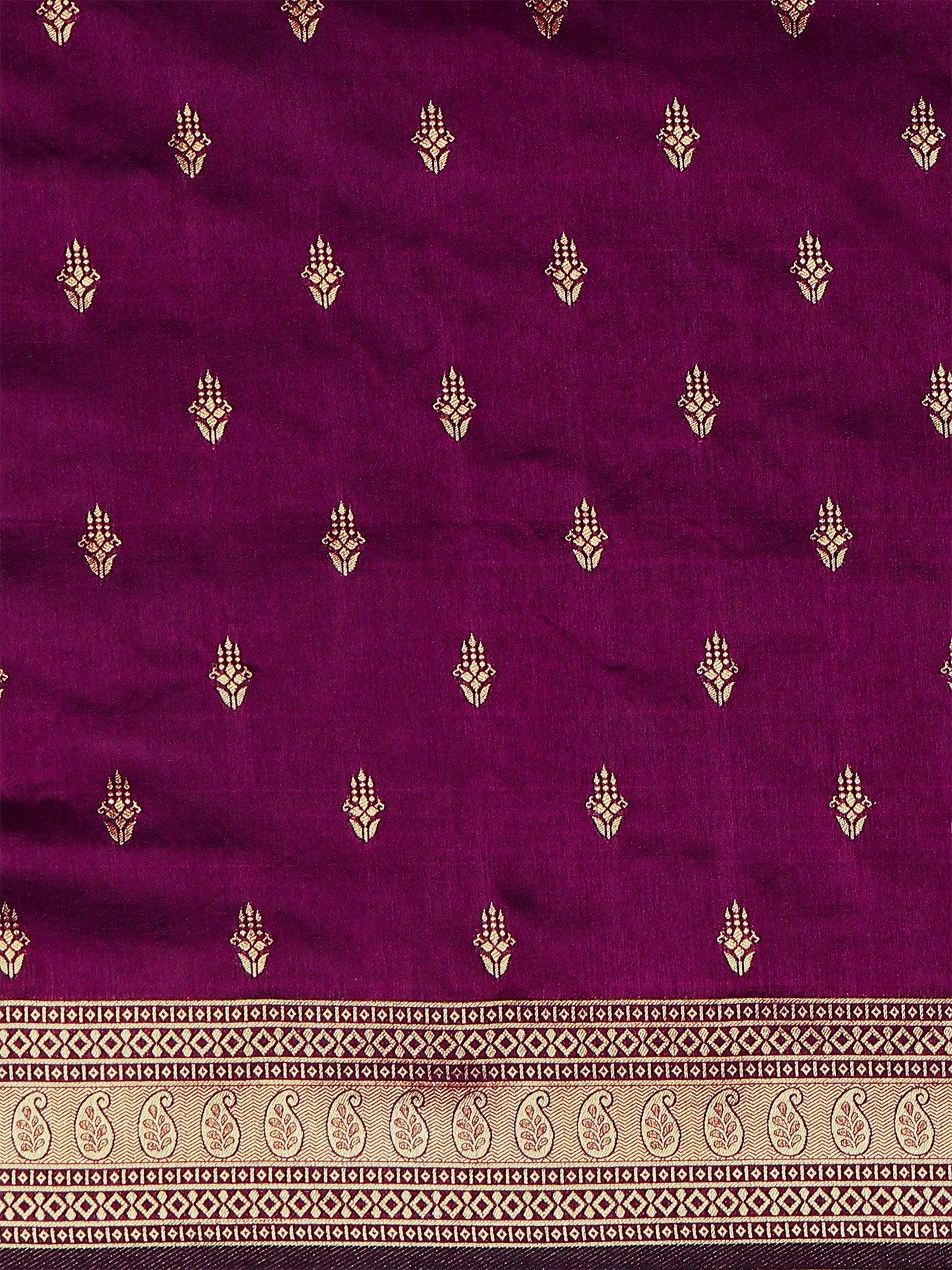 Plum Purple Banarasi Silk Saree - The Dori Store