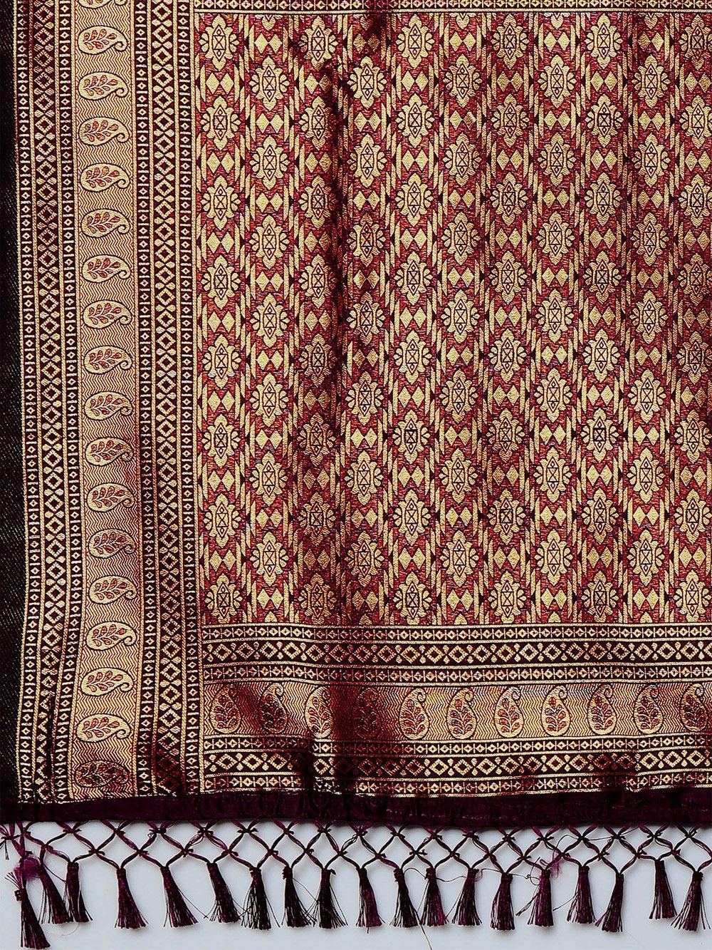 Plum Purple Banarasi Silk Saree - The Dori Store