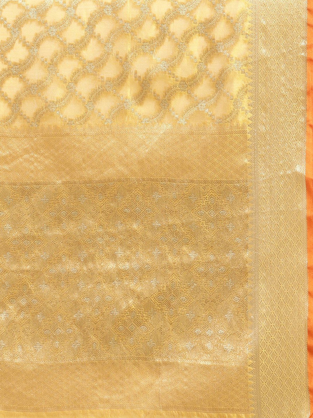 Yellow Banarasi Silk Blend Woven Saree