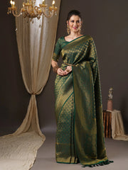 Exquisite Green Kanjeevaram Georgette Saree - The Dori Store