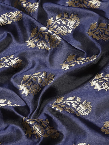 NavyBlue Banarasi Silk Blend Woven Saree