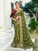 Green Olive Party Wear Chiffon Embellished Saree