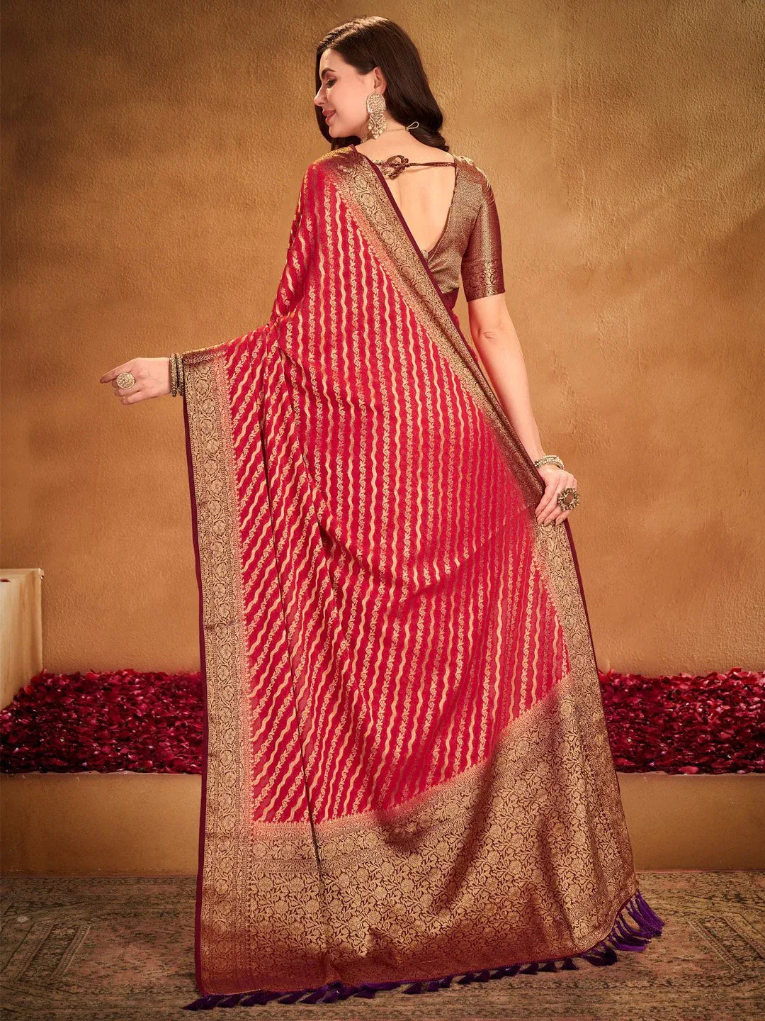 Bridal Red Designer Georgette Saree - The Dori Store
