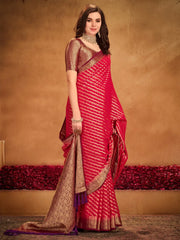 Bridal Red Designer Georgette Saree - The Dori Store