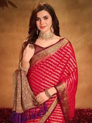 Bridal Red Designer Georgette Saree - The Dori Store