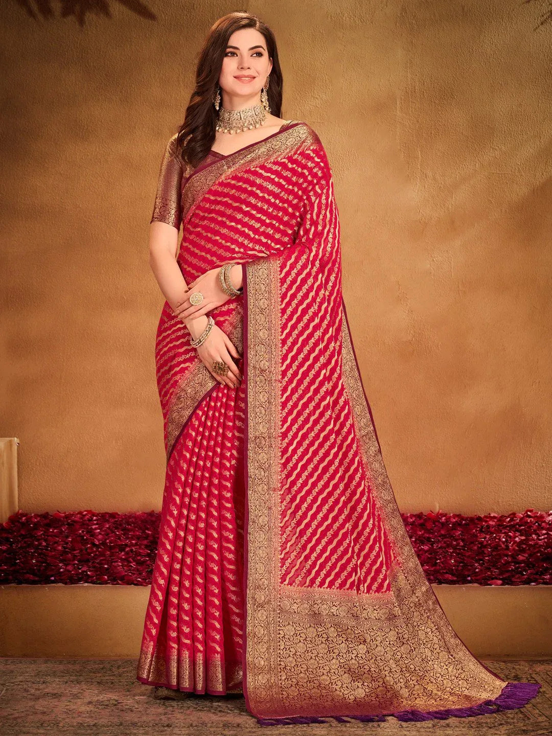 Bridal Red Designer Georgette Saree - The Dori Store