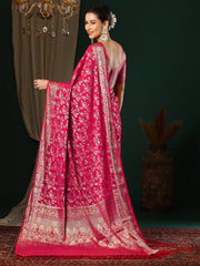 Opulent Pink Banarasi Georgette Saree - The Dori Store