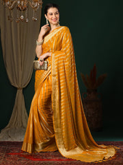 Yellow Kanjeevaram Georgette Woven Saree
