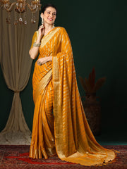 Yellow Yellow Kanjeevaram Georgette Woven Saree