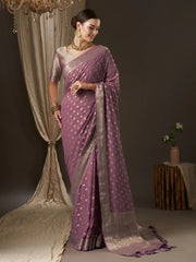 Graceful Mauve Kanjeevaram Georgette Saree - The Dori Store
