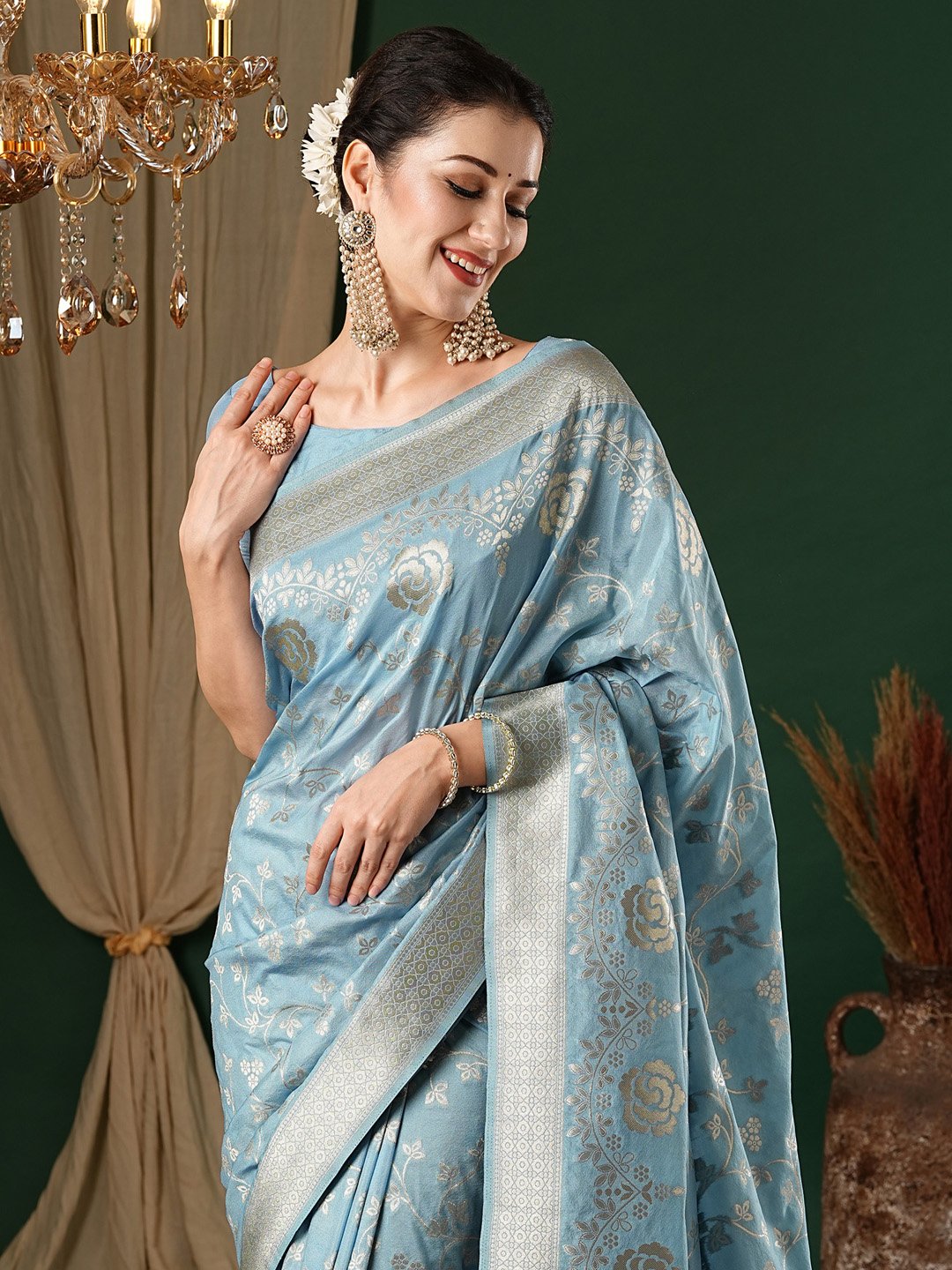 Light Kanjeevaram Georgette Woven Saree
