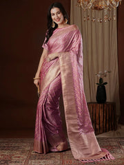 Graceful Pink Satin Silk Saree - The Dori Store