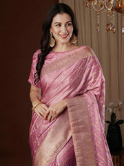 Graceful Pink Satin Silk Saree - The Dori Store