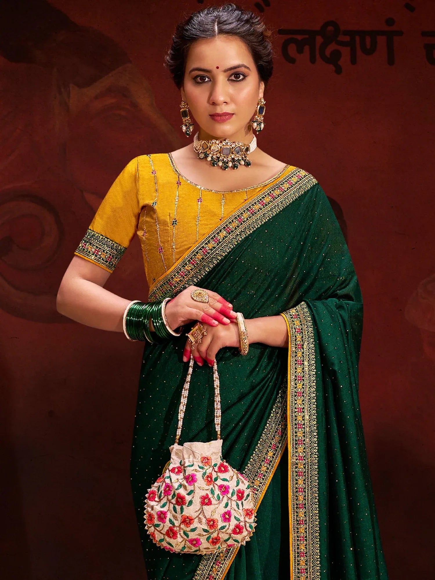 Exquisite Green Vichitra Silk Designer Saree - The Dori Store