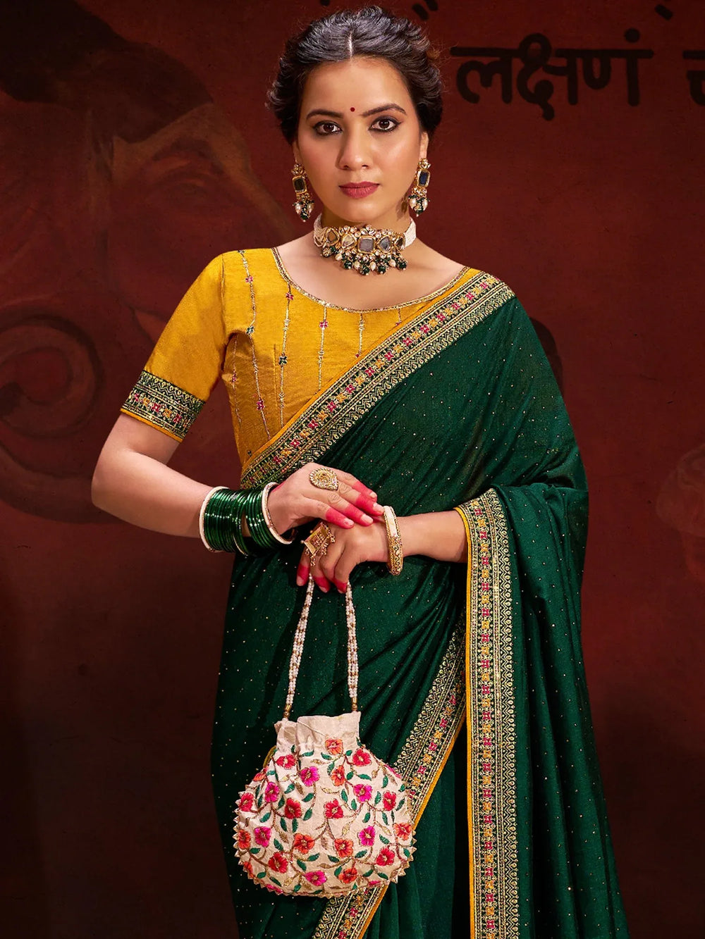 Exquisite Green Vichitra Silk Designer Saree - The Dori Store