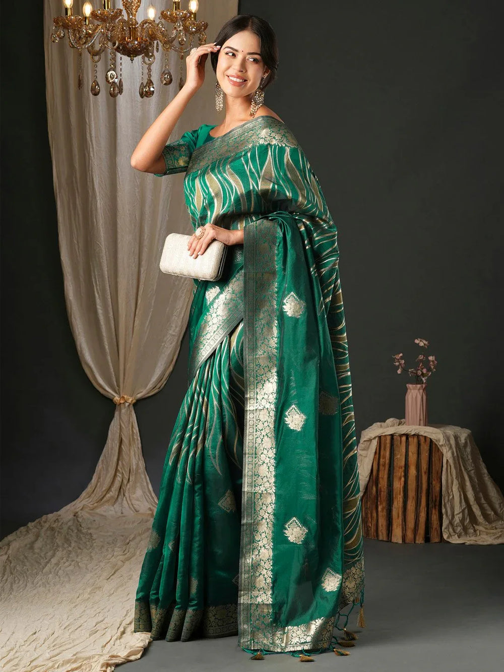 Exquisite Teal green Georgette Saree - The Dori Store