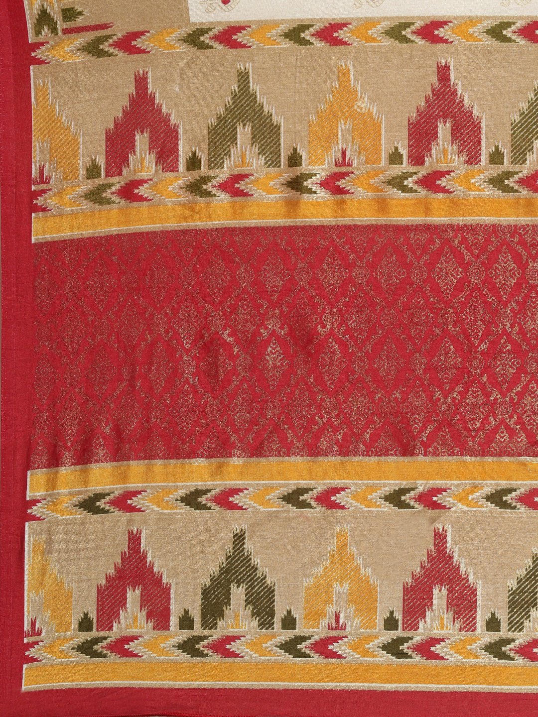 White Banarasi Silk Blend Printed Saree